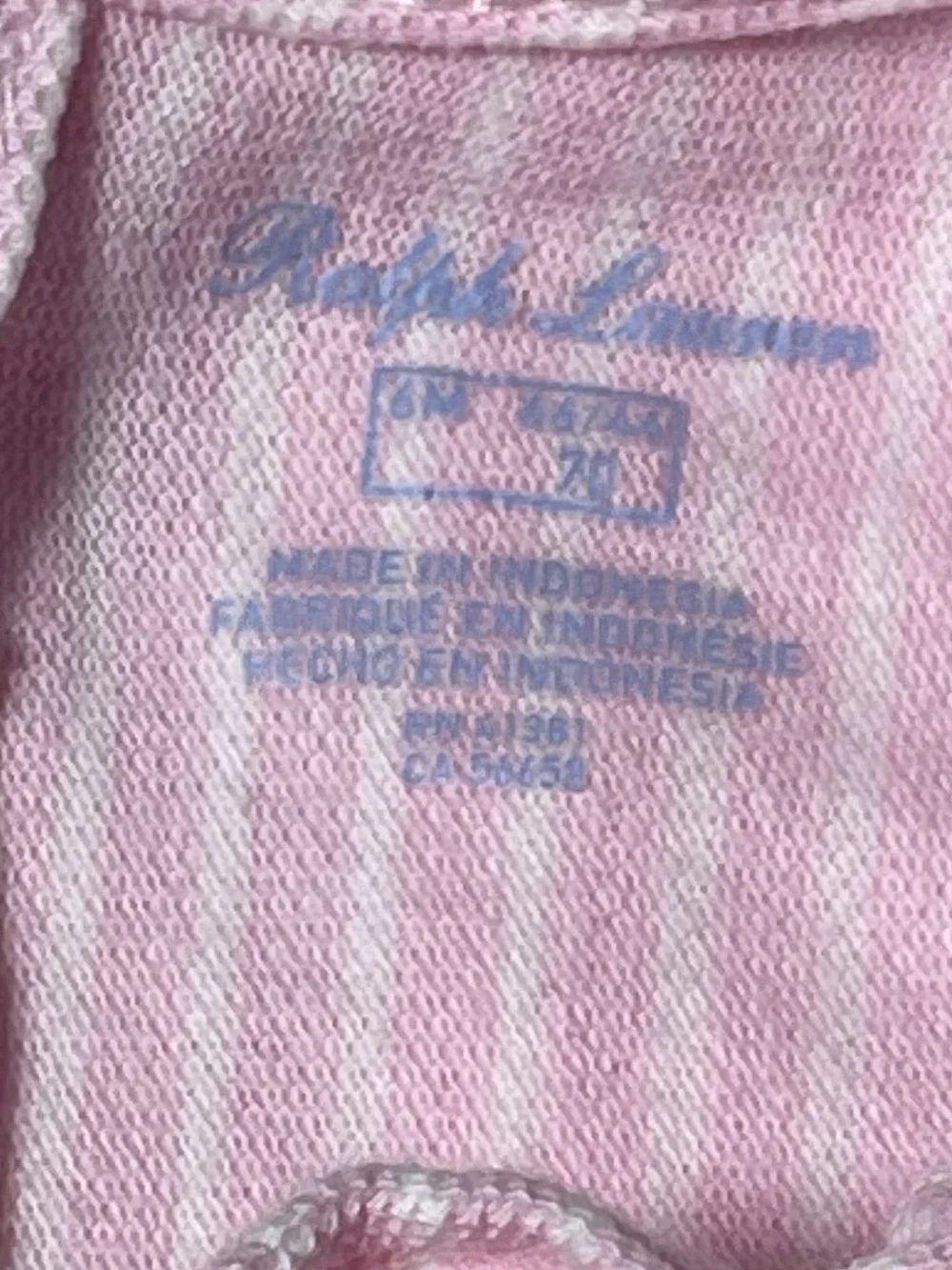 Ralph Lauren Pink and‎ White Striped Ruffle Bubble Romper 100% cotton